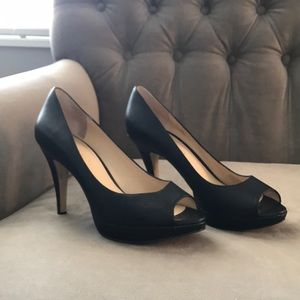 Enzo Angiolini black peep toe pumps